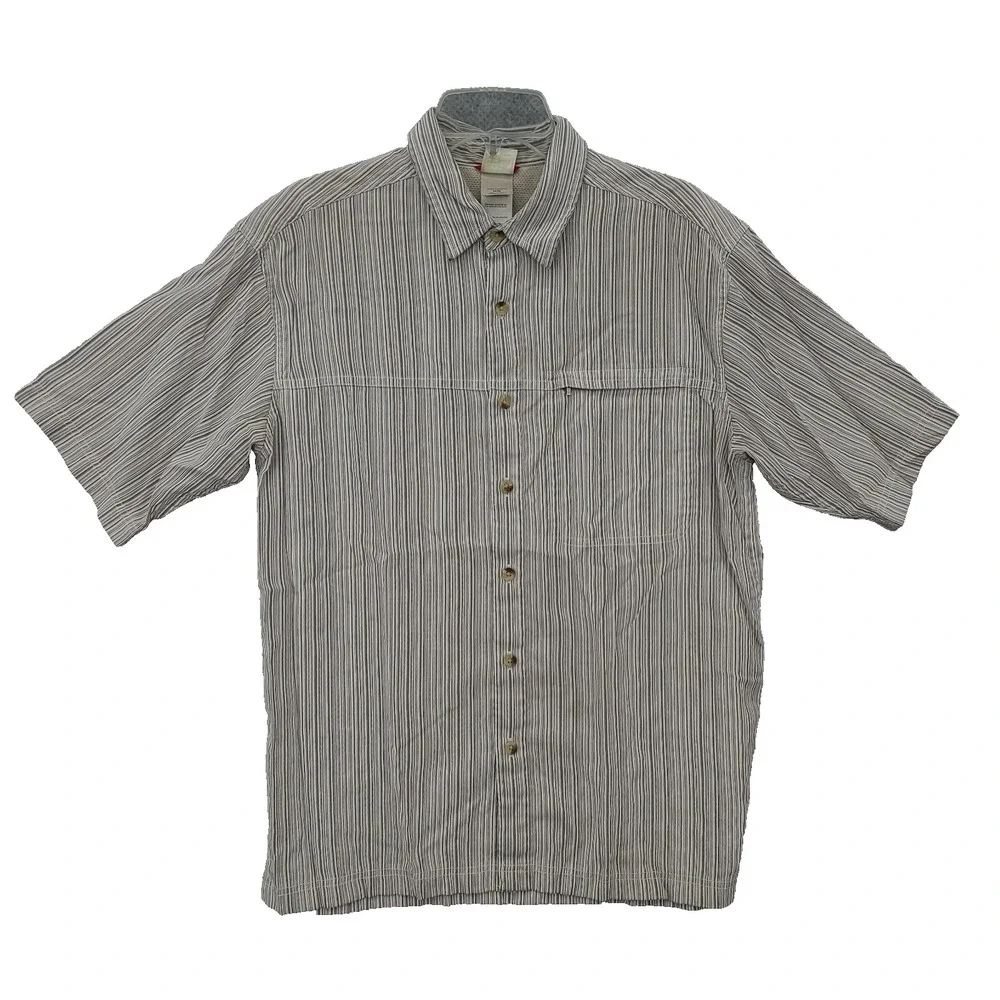 The North Face Mens Shirt Size Medium M Collared Striped Short Sleeve